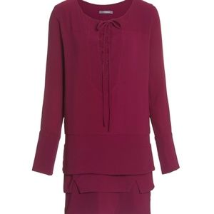 Mini dress with long sleeves 100% silk